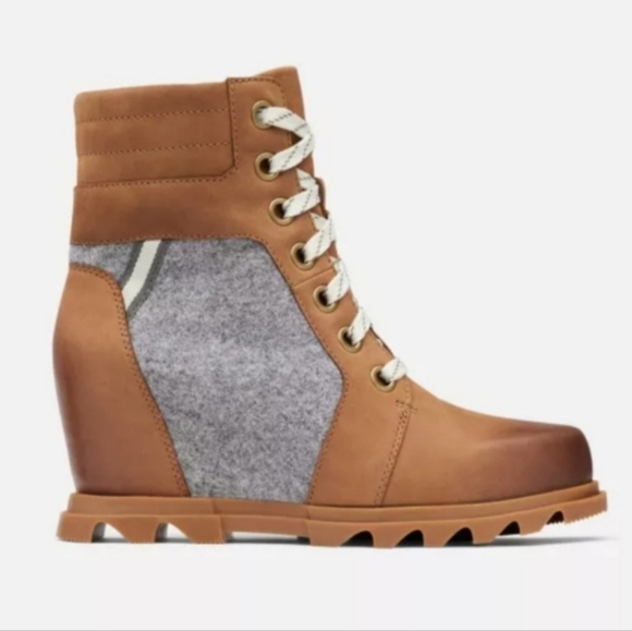 Sorel Joan Of Arctic Wedge III Lexie Ankle Boot Tan Grey Women's 10 - Picture 3 of 14